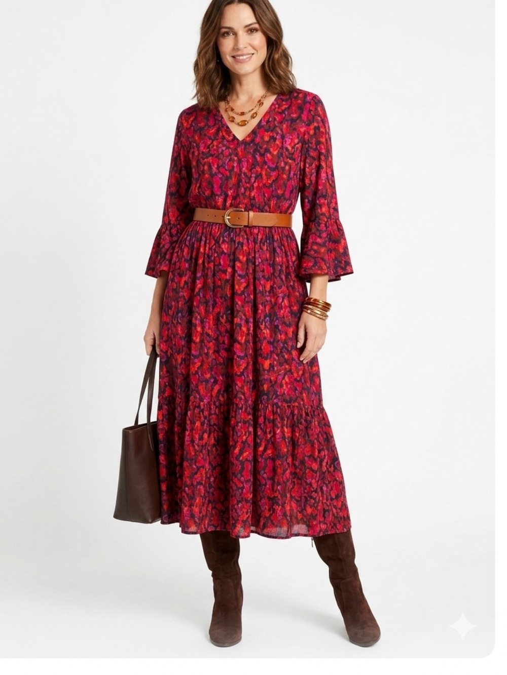 Flowing Red Abstract Tiered Maxi or T Length depending on your Height